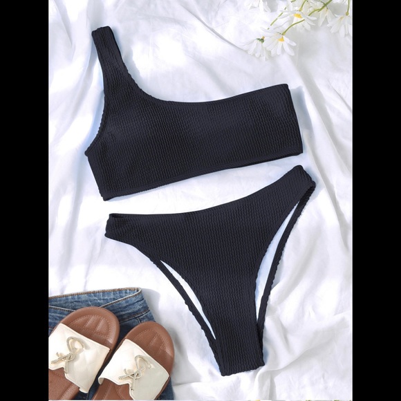 (Last 1) One shoulder two piece high waist bikini swimsuit. - Picture 2 of 8